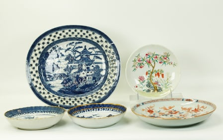 5 Good Chinese 18th/19th C Porcelain Plates