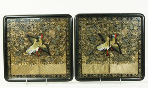 Rare Pr Chinese 19C Peacock Civil Rank Badges
