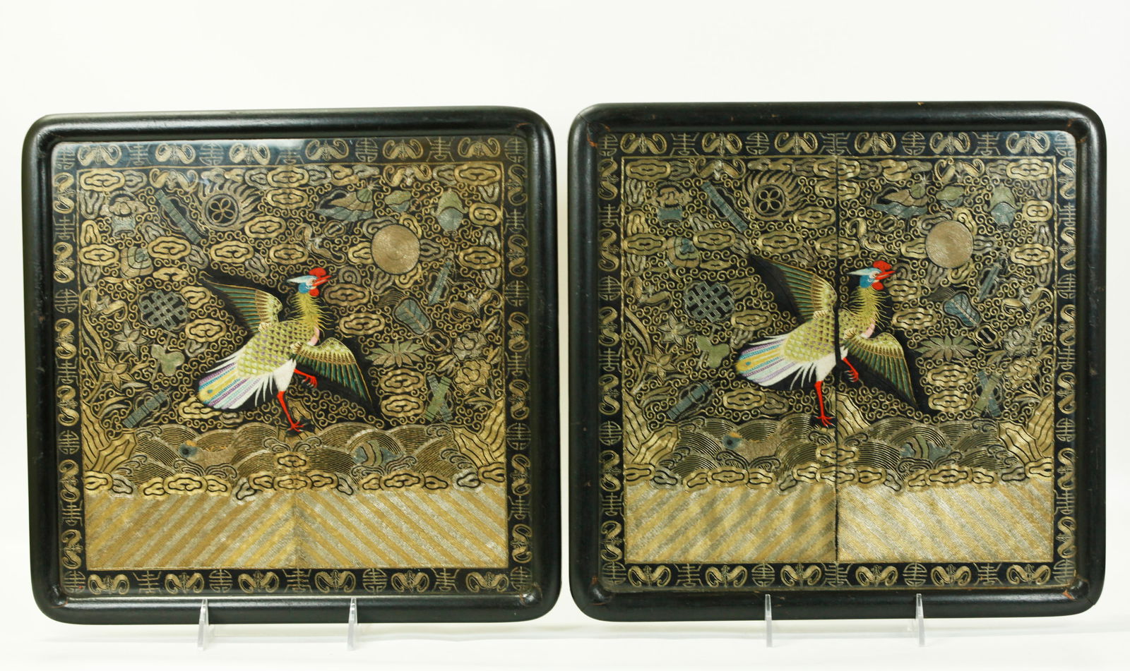 Rare Pr Chinese 19C Peacock Civil Rank Badges (1 of 6)