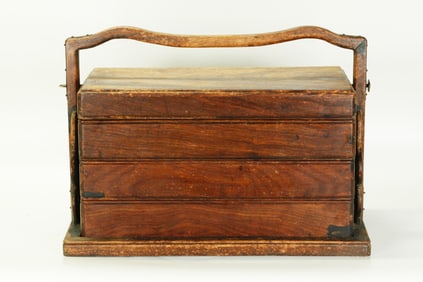 Chinese Yellow Hard Wood 3 Layer Picnic Box