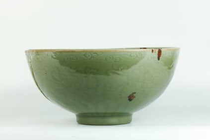 Chinese Ming Longquan Celadon Iron Spot Bowl