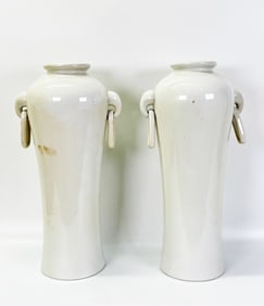 Lg Pr Chinese Blanc de Chine Porcelain Vases