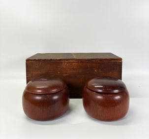 Antique Japanese Set Weqi Stones & Covered Boxes