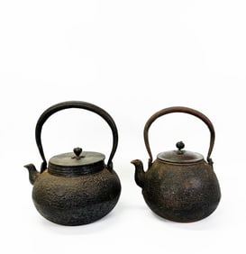 2 Japanese Tetsubin with Bronze Covers