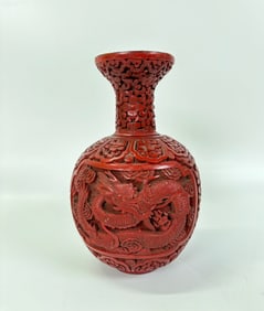 Chinese Red Cinnabar Lacquer Small Vase