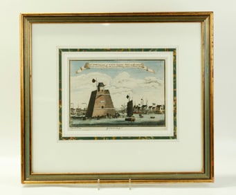 British 18/19 C Colored Etching Chinese Fortress