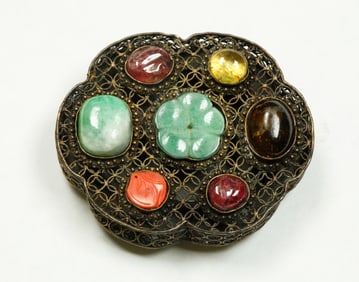 Chinese Gilt Metal Hexagonal Flower Buckle