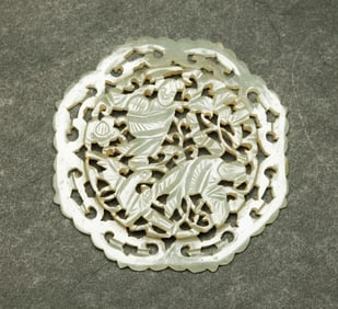 Chinese 18th C Round Plaque with He He Erxian