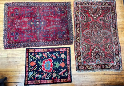 2 Antique Persian Wool Carpets; 1 Scandinavian