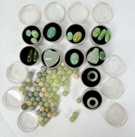 17 Sm Chinese Jadeite Jade and Hard Stone Gems