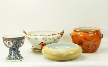 3 Chinese Porcelain Containers; 1 Japanese