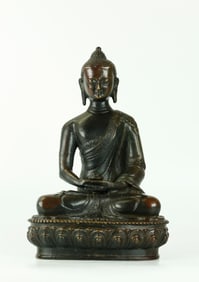 Tibetan Bronze Healing Buddha Opened Lotus Throne