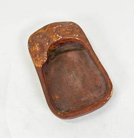 Chinese Molded Turtle Inkstone Red Coating