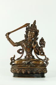 Tibetan Bronze Seated Manjushri Buddha with Sword
