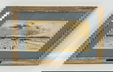 Frederick W Kost; Watercolor Hunter & Dog Winter