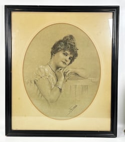 Black & White Portrait Drawing of Elvira Lewis