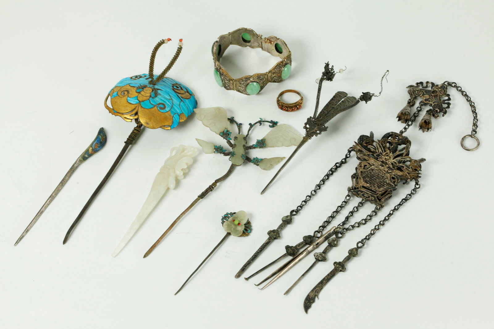9 Chinese Qing Lady's Ornament; Hairpins Bracelet (1 of 8)