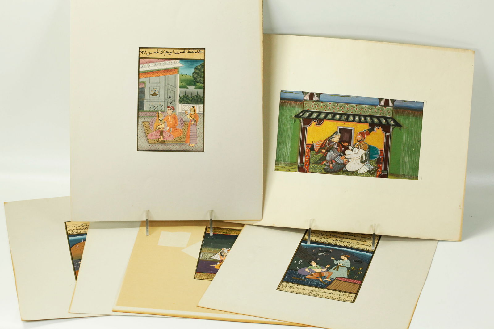 6 Indian Miniature Paintings on Calligraphy Pages (1 of 7)