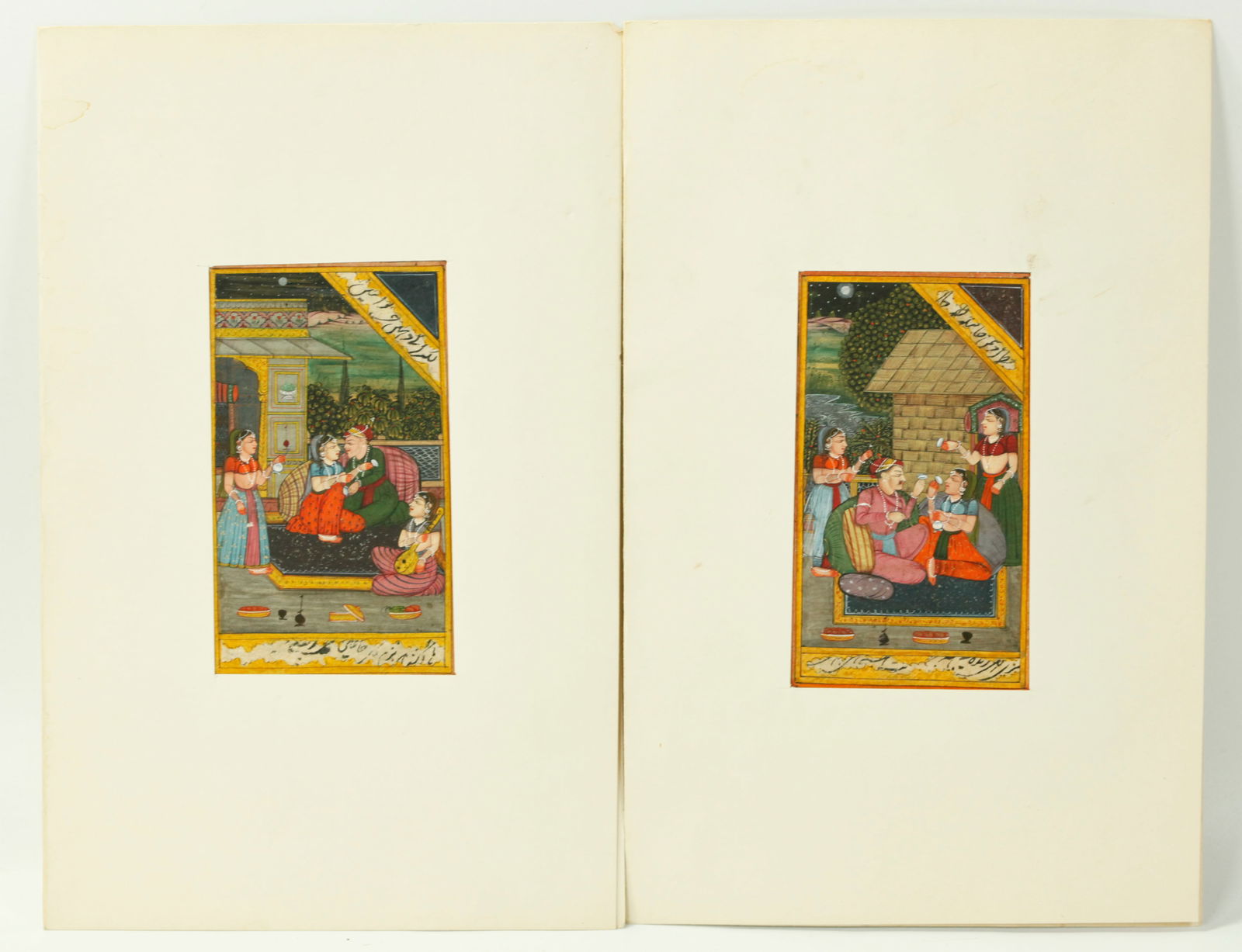 Pr Indian 19 C Miniature Paintings from Same Book (1 of 3)