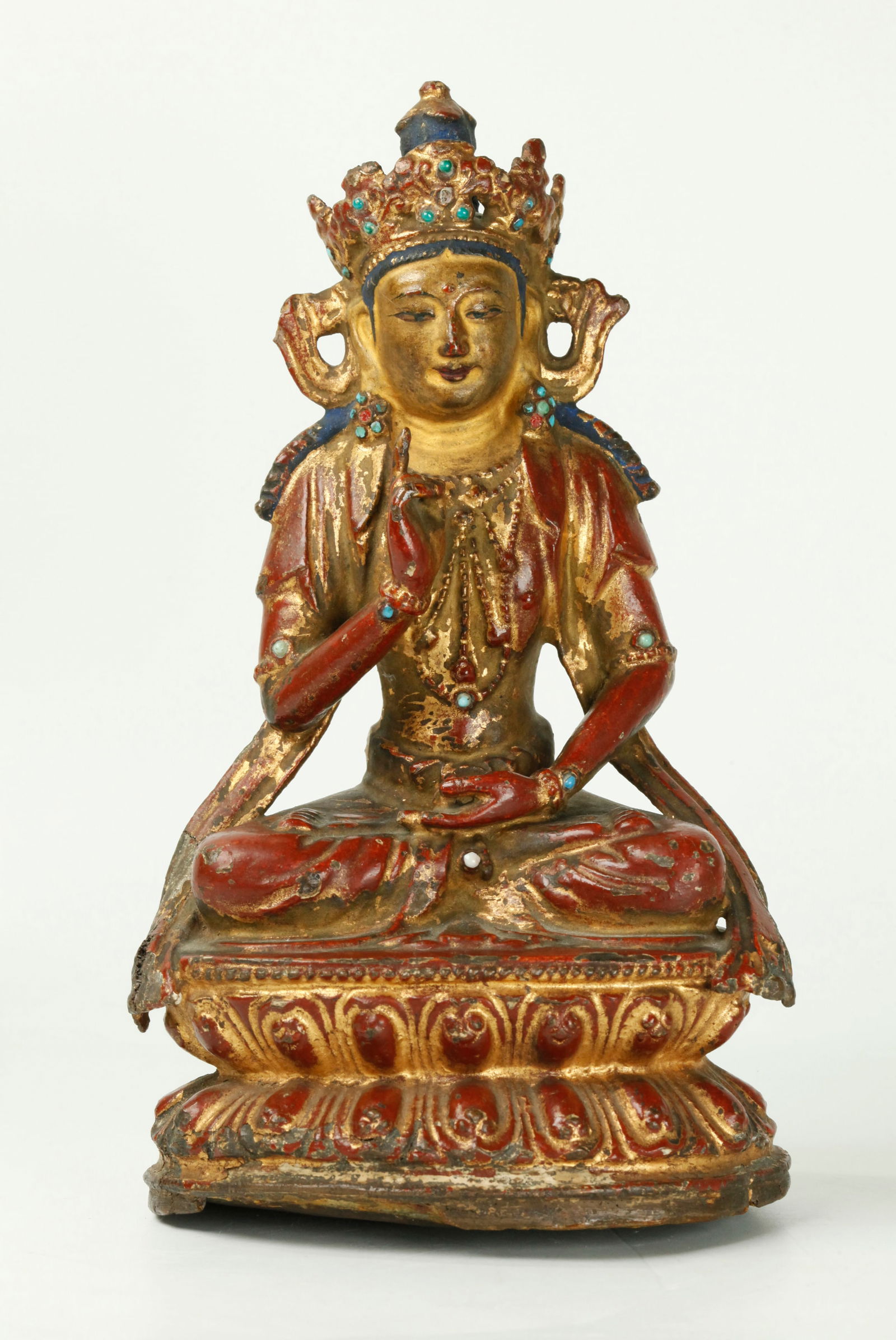Tibetan 18th C Gold Lacquered Bronze Seated Buddha (1 of 5)