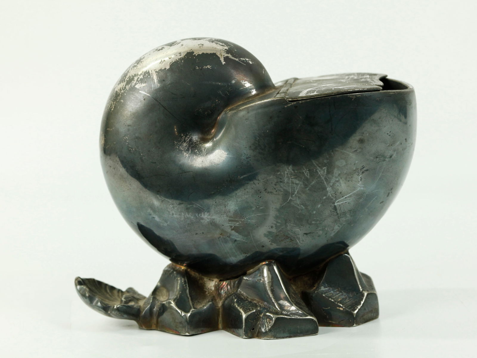 English Silver Plate Nautilus Shell Spoon Warmer (1 of 5)