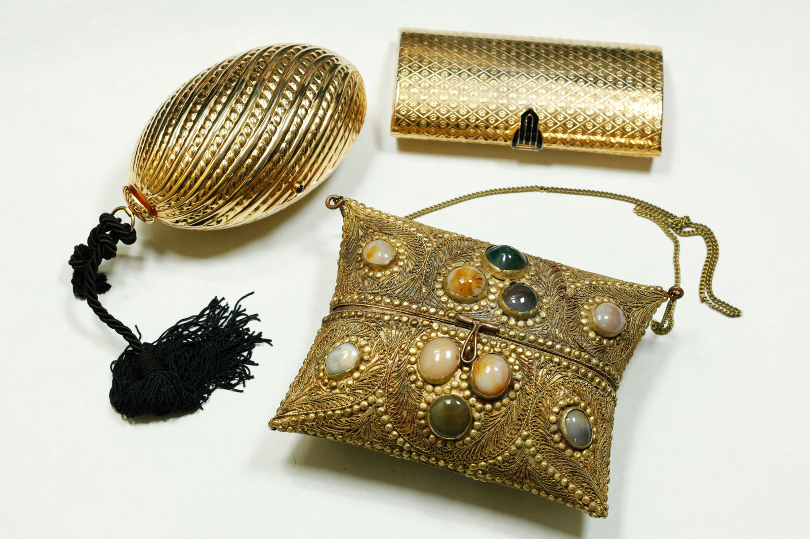 3 Vintage Golden Metal Minaudiere Evening Bags (1 of 8)