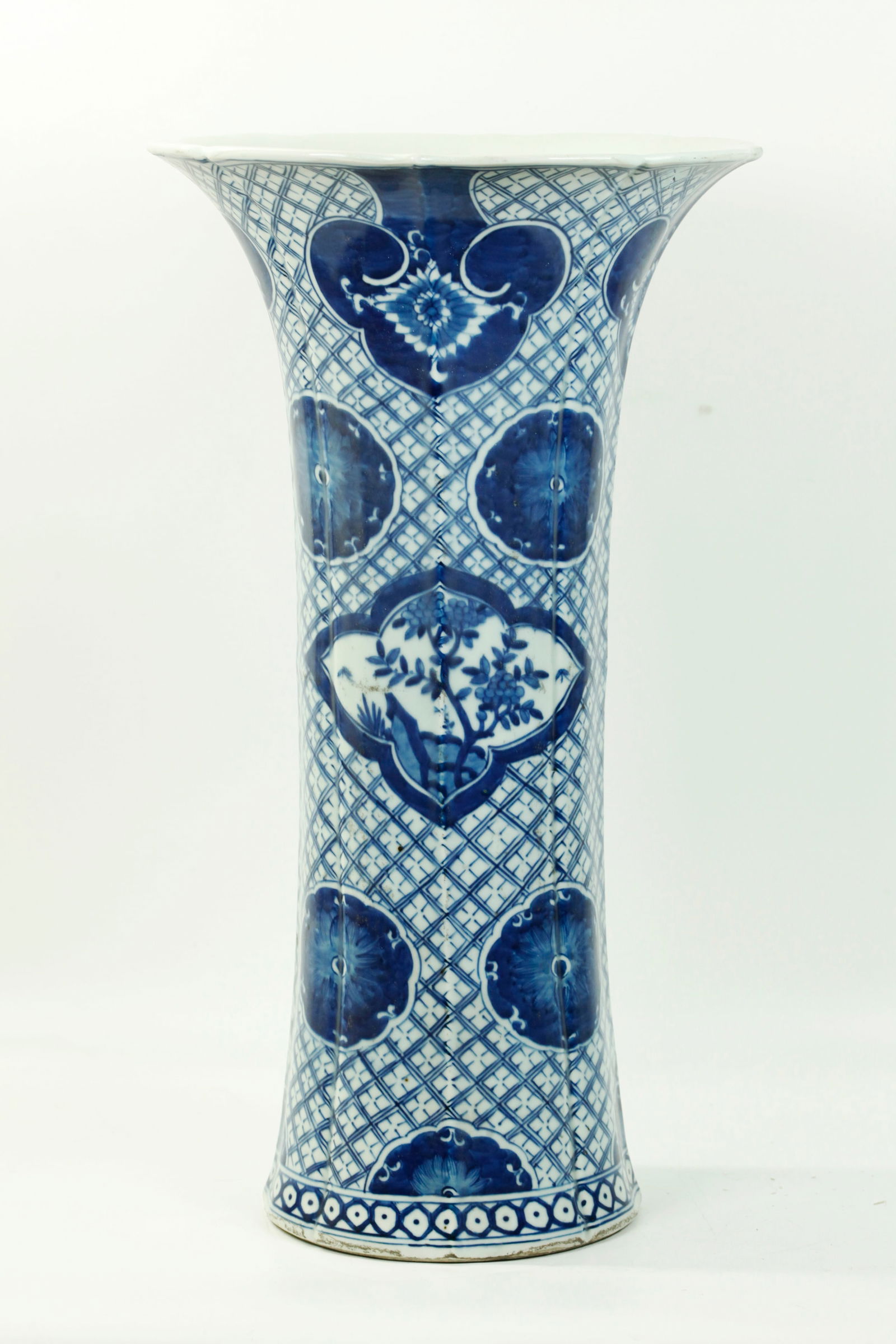 Lg Chinese Blue & White Porcelain Beaker Vase (1 of 5)