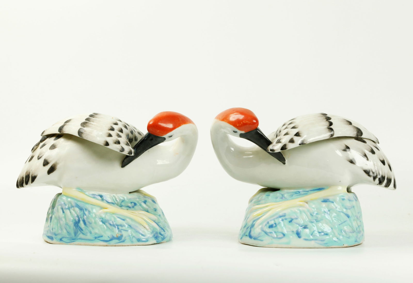 Mirror Pr Chinese Enameled Porcelain Cranes (1 of 6)