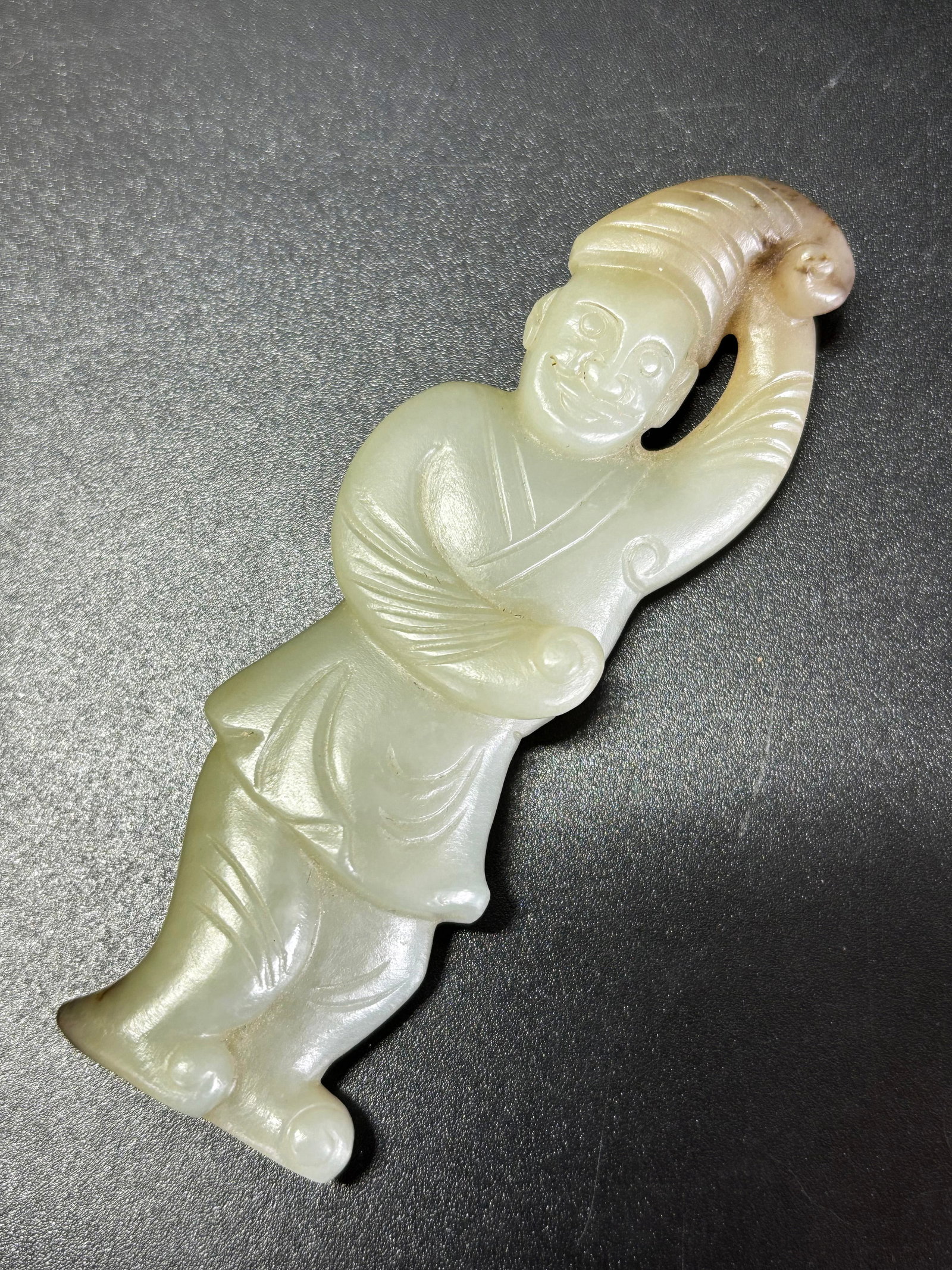 Chinese Carved Pale Celadon Jade Foreigner (1 of 4)