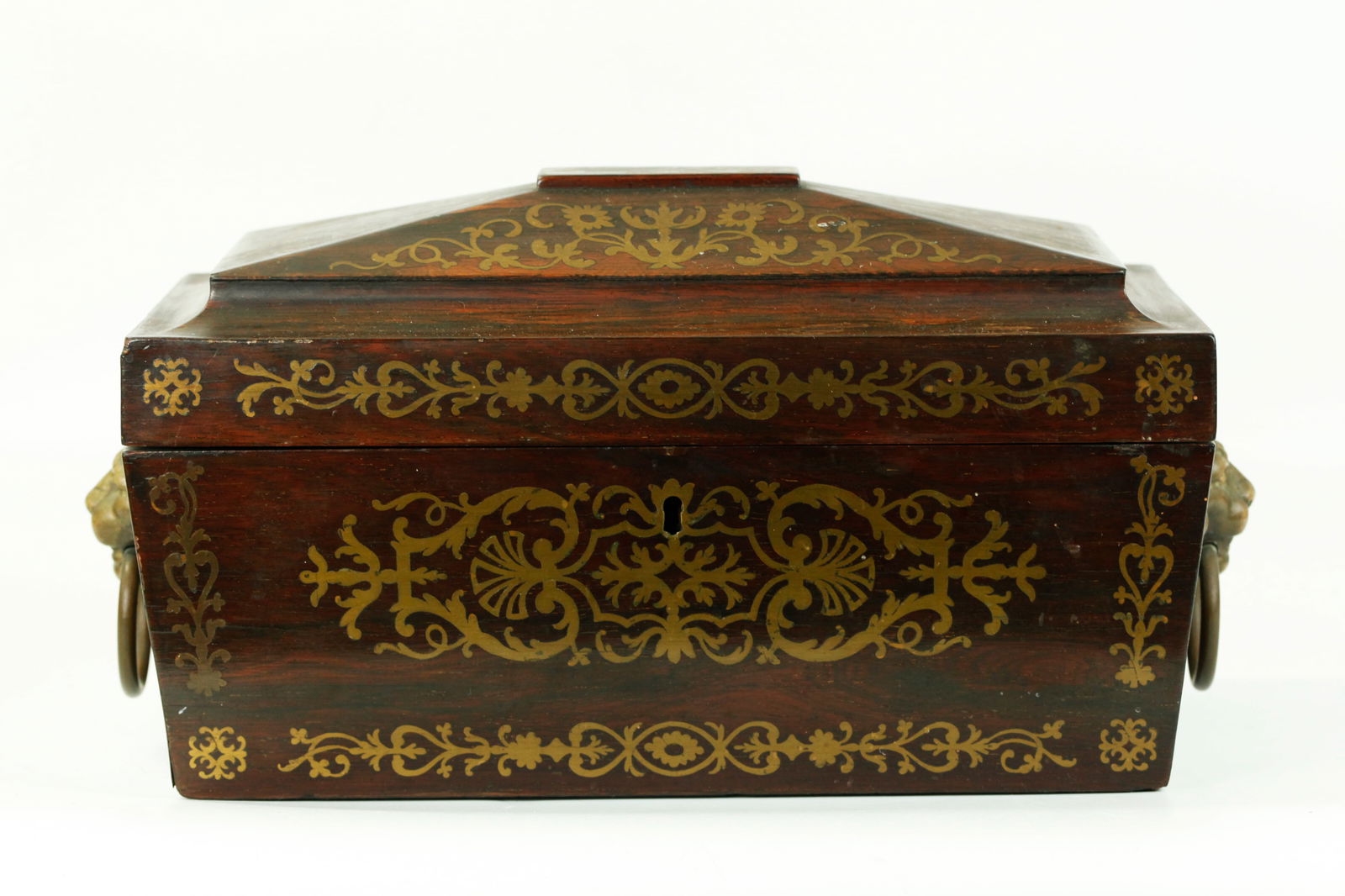 Fine English Regency 1825 Brass Inlaid Coffer (1 of 6)