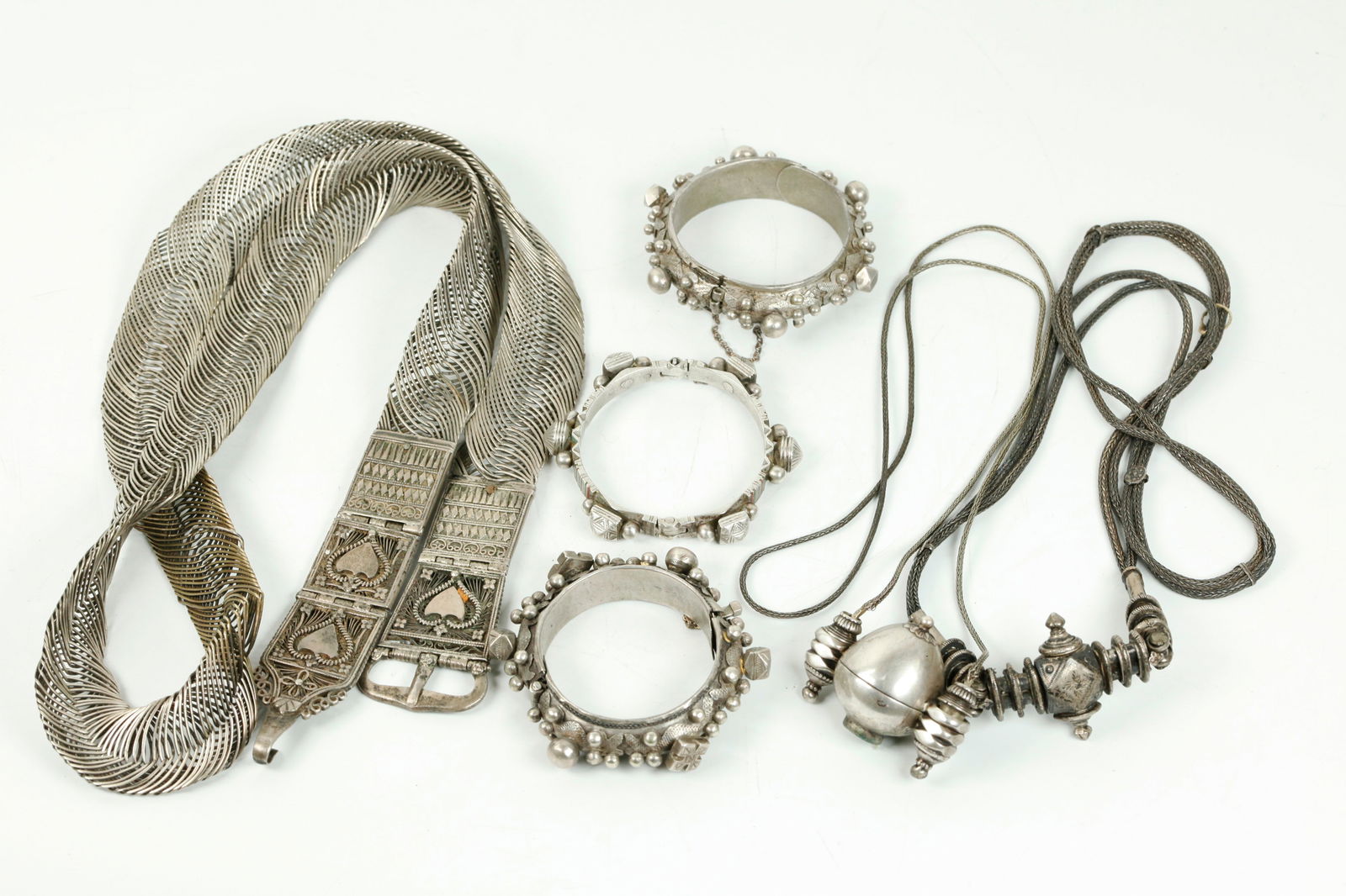 Group South East Asian 19th C Silver & Metal Jewelry (1 of 5)