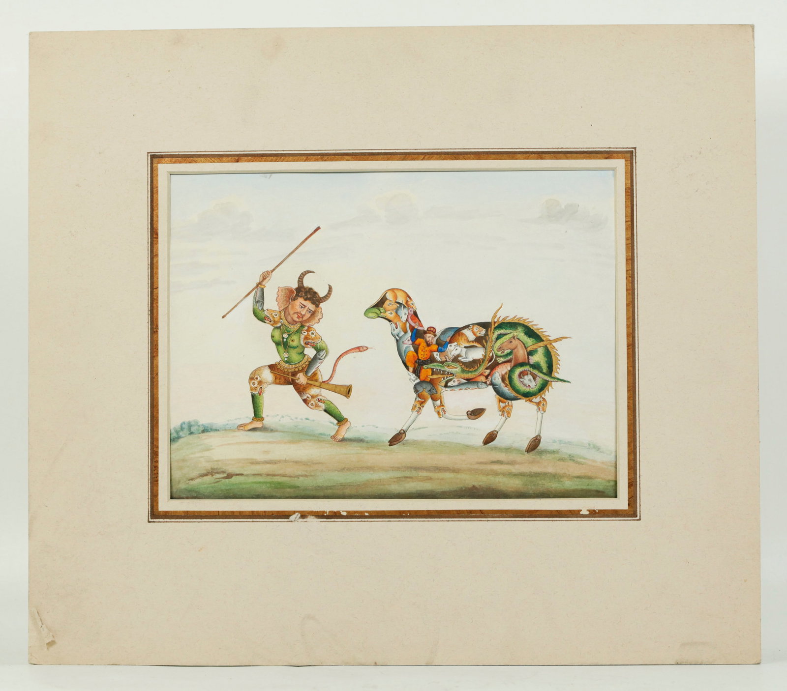 Indian Mughal 19th C Composite Sheep & Horned Man (1 of 4)