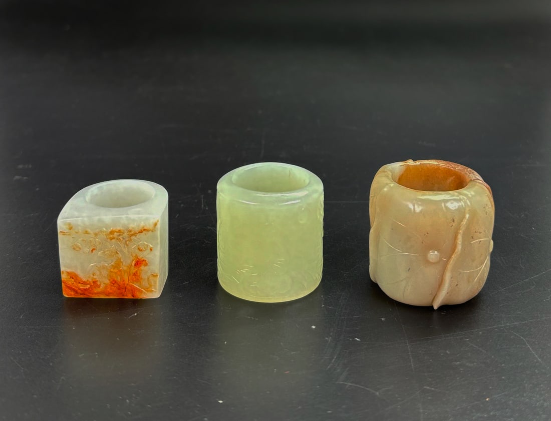 3 Fine Chinese Qing Jade Archer's Rings (1 of 8)