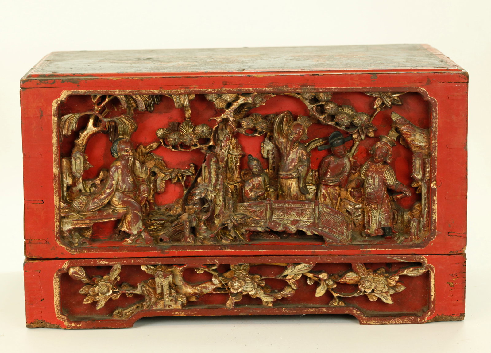 Chinese 19th C Lacquered Wood Stand & Carved Cover (1 of 6)