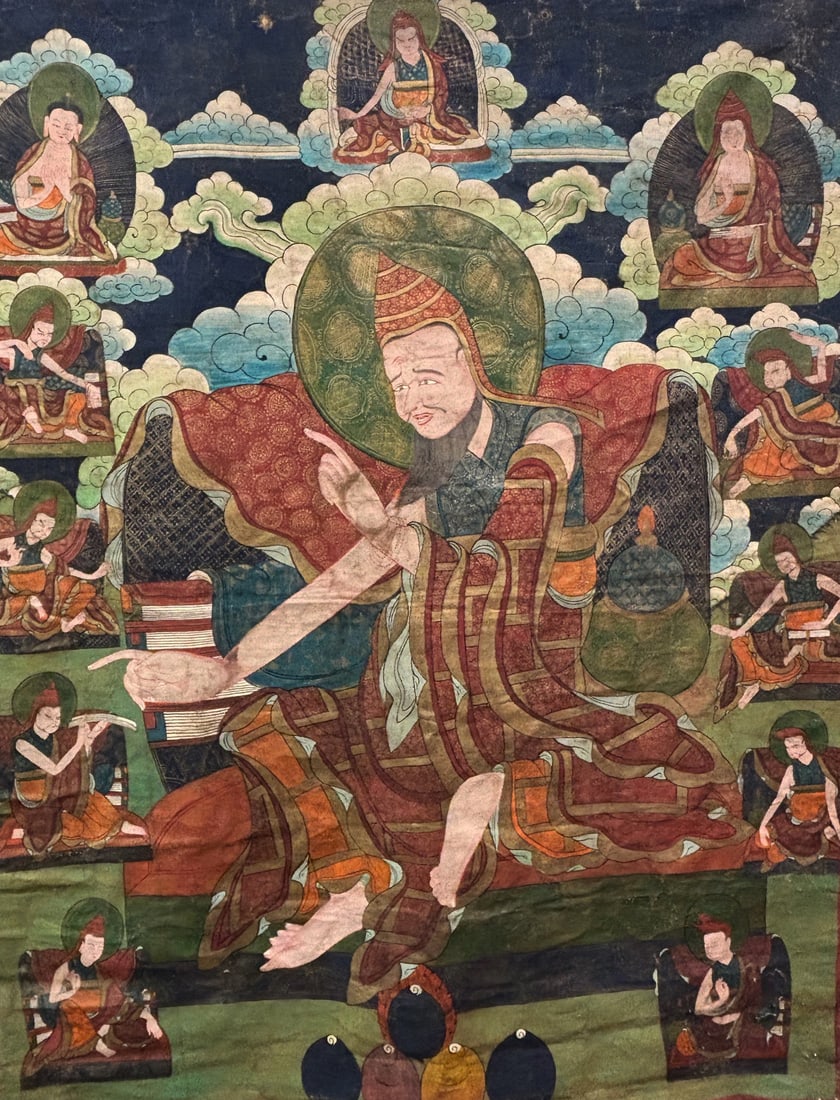 Extra Large Tibetan Lama Thangka on Cloth (1 of 11)