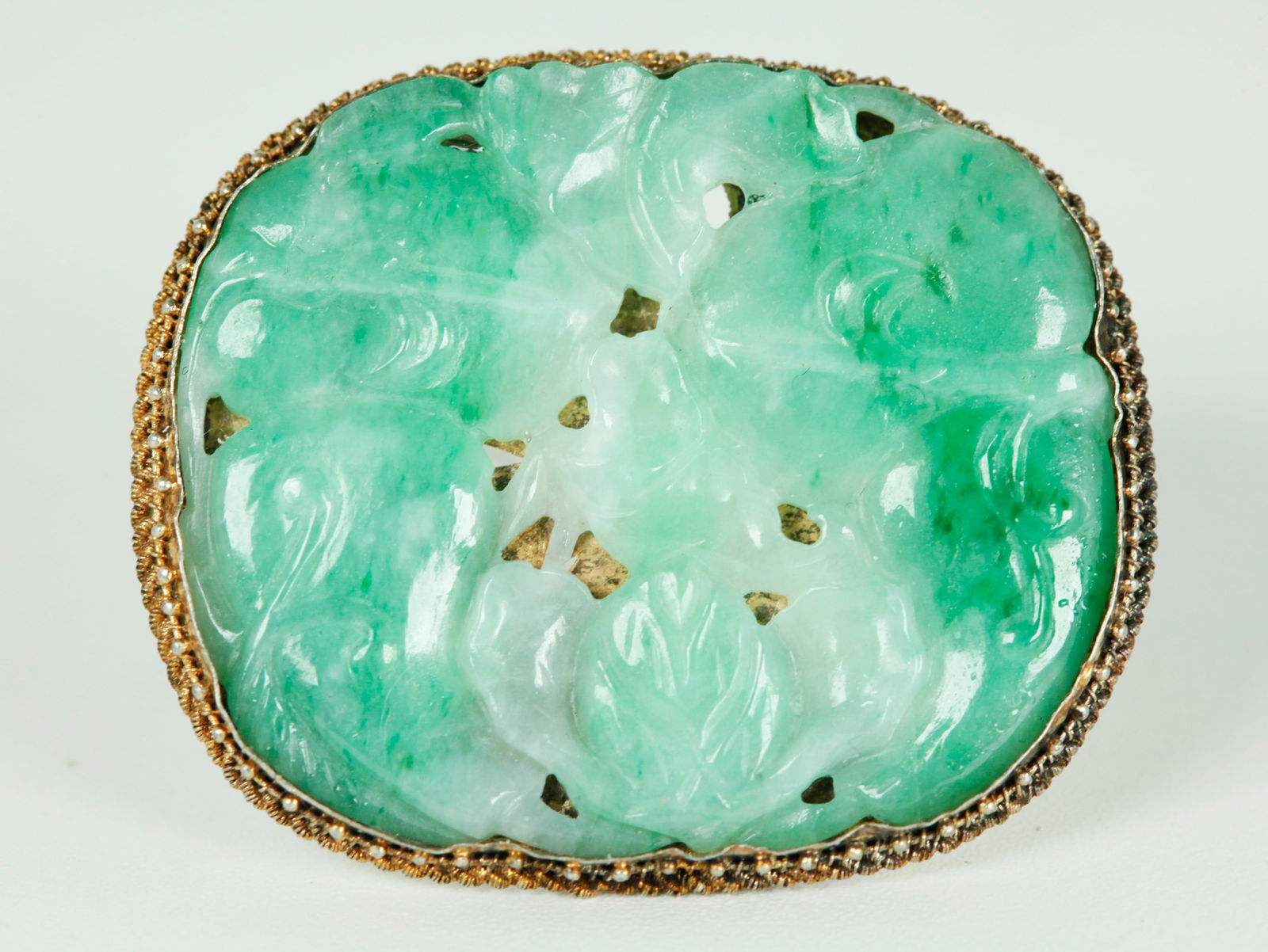 Chinese Qing Apple Green Jadeite Plaque Silver Pin (1 of 6)