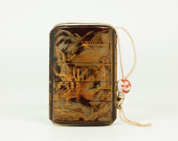 Japanese 19th C 4 Part Lacquer Inro & top