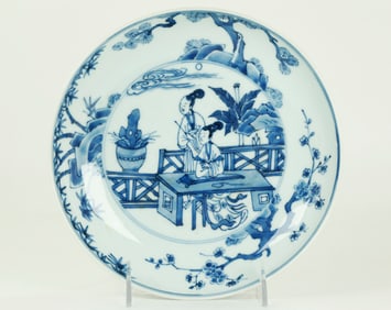 Chinese Blue & White Porcelain 3 Friends Plate