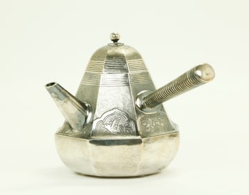 Korea Silver Octagonal Side Spout Teapot 371G