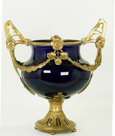 German Jugendstil Bronze Mounted Porcelain Urn