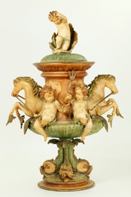 Edwardian Covered Seafaring Painted Metal Urn