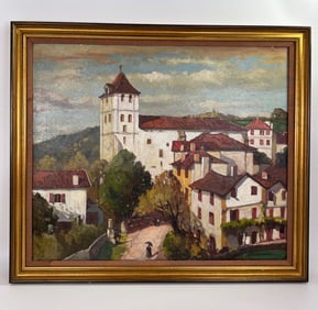 Julius Maximilian Delbos Oil Canvas Mountain Town