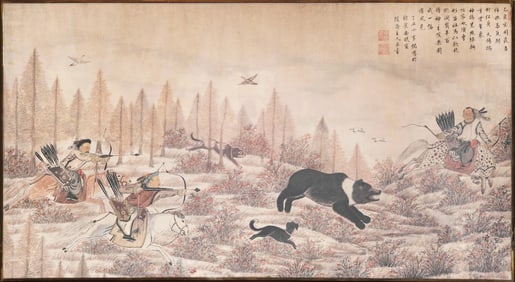 Puzhai Zhuren; Chinese Imperial Scroll Bear Hunt