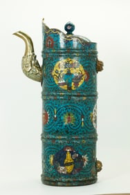 Lg Chinese 19th C Cloisonne Pitcher; Jingtai Mark