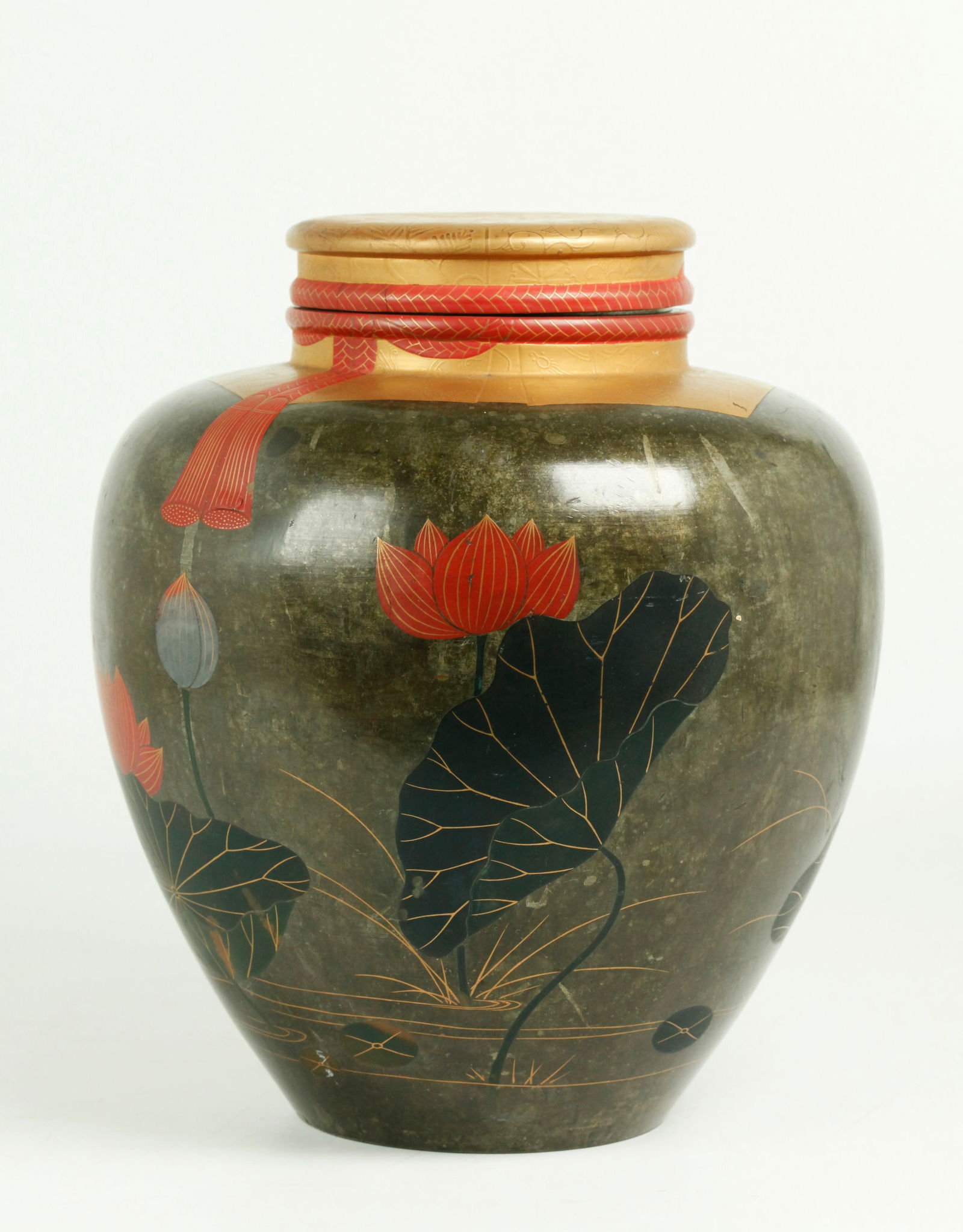 Fine Japanese 19th C Lacquered Pewter Tea Jar (1 of 6)