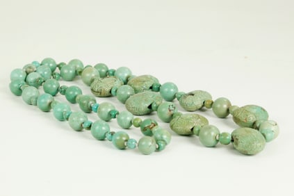 Chinese Qing Turquoise Bead Necklace 182G