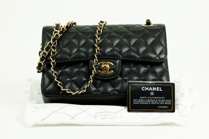 Chanel Quilted Black Leather Shoulder Bag & Chain