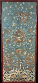 Chinese 19th C Dragon Robe Sectional Panel