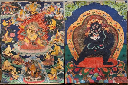 Two Tibetan Buddhist Print Thangka