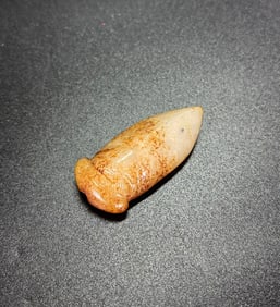Chinese Archaistic White & Russet Jade Cicada Bead